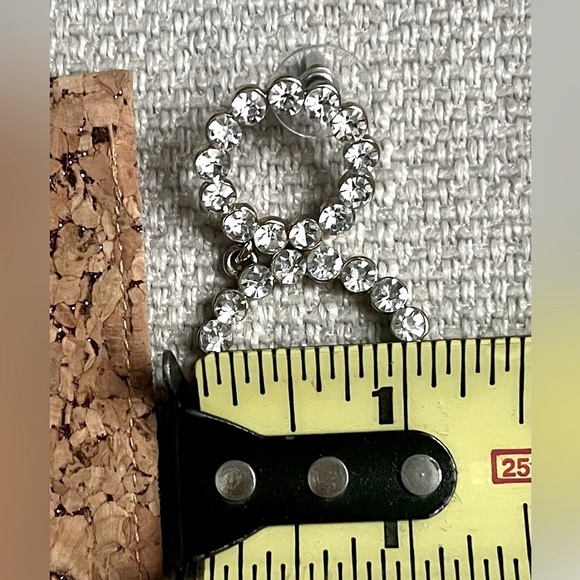 Anthropologie earrings double hoop gold rhinestone dangle drop - Picture 5 of 8